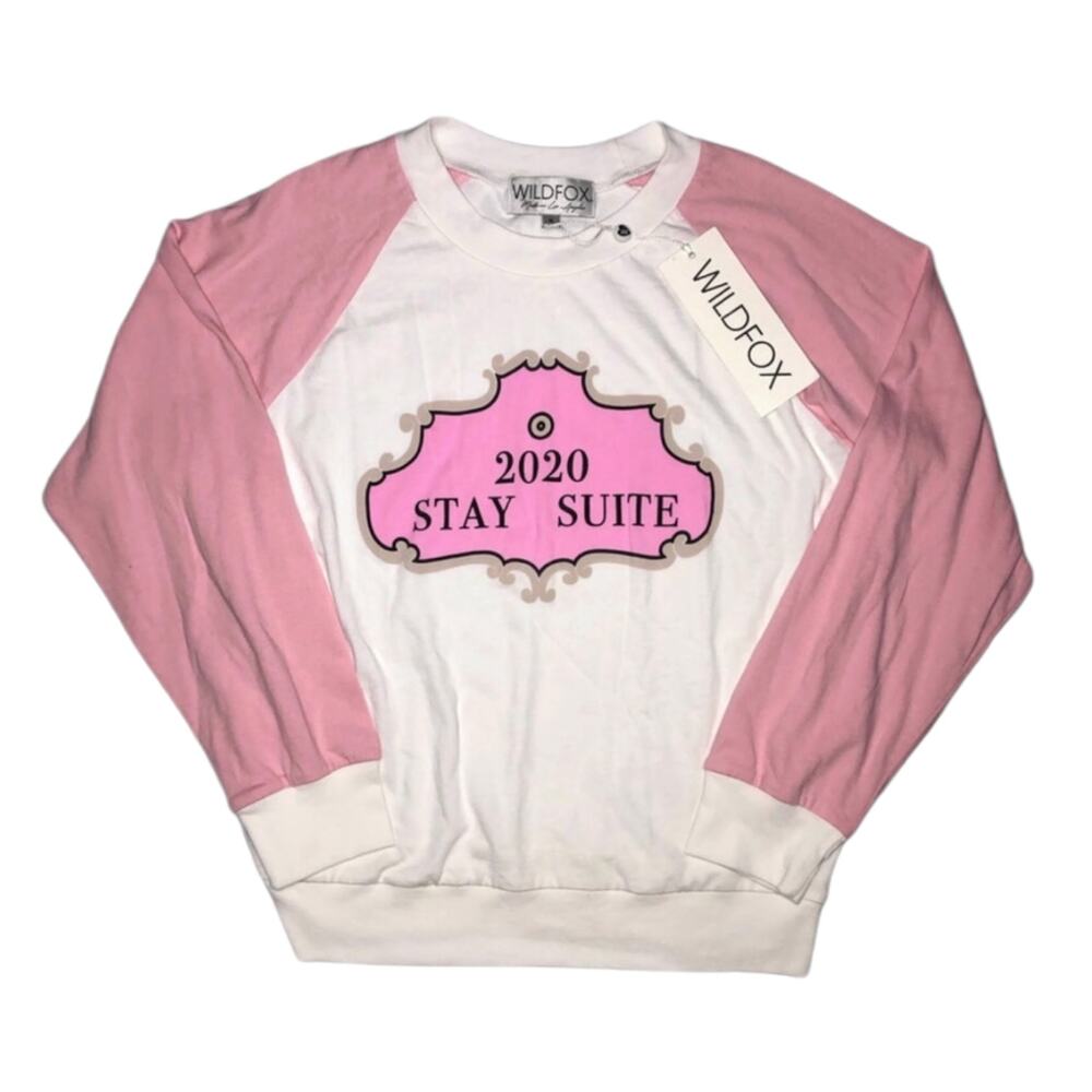 Wildfox Stay Suite 2020 color block sleeve fiona crewneck